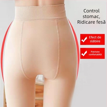 Colanți din nylon cu șosete integrate, subțiri, culoare solidă, ridicare șolduri, modelare siluetă, anti-frecare, design dintr-o singură piesă