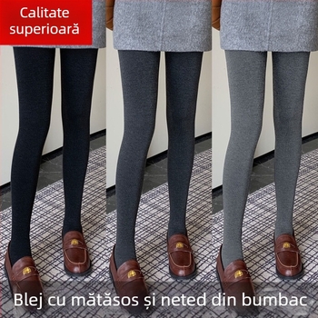 Colanți din bumbac, căptușiți cu catifea, dungă, lungime integrală, calzi