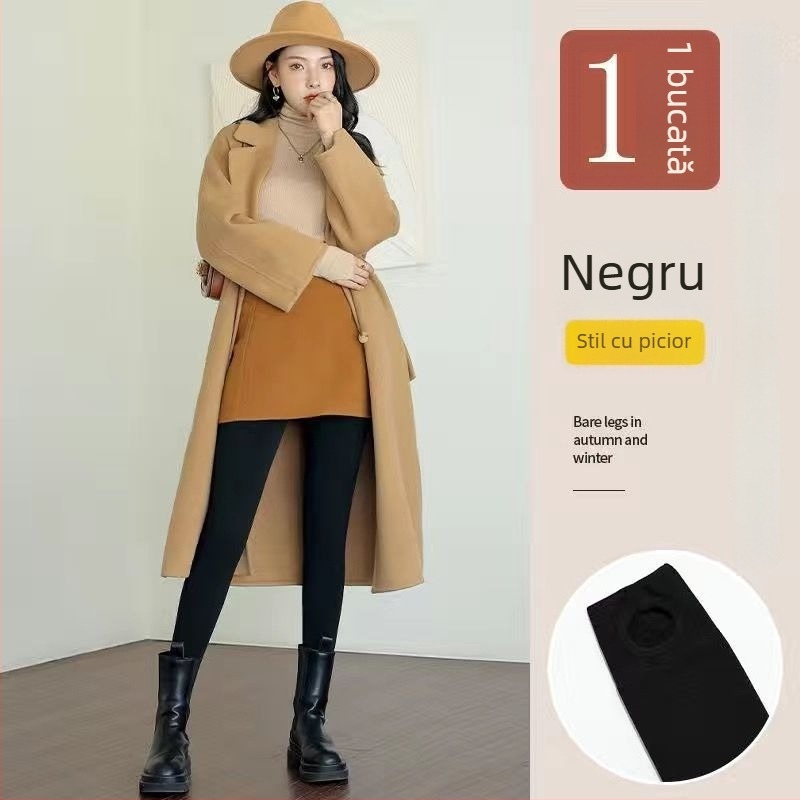 Colanți din bumbac, căptușiți cu catifea, dungă, lungime integrală, calzi