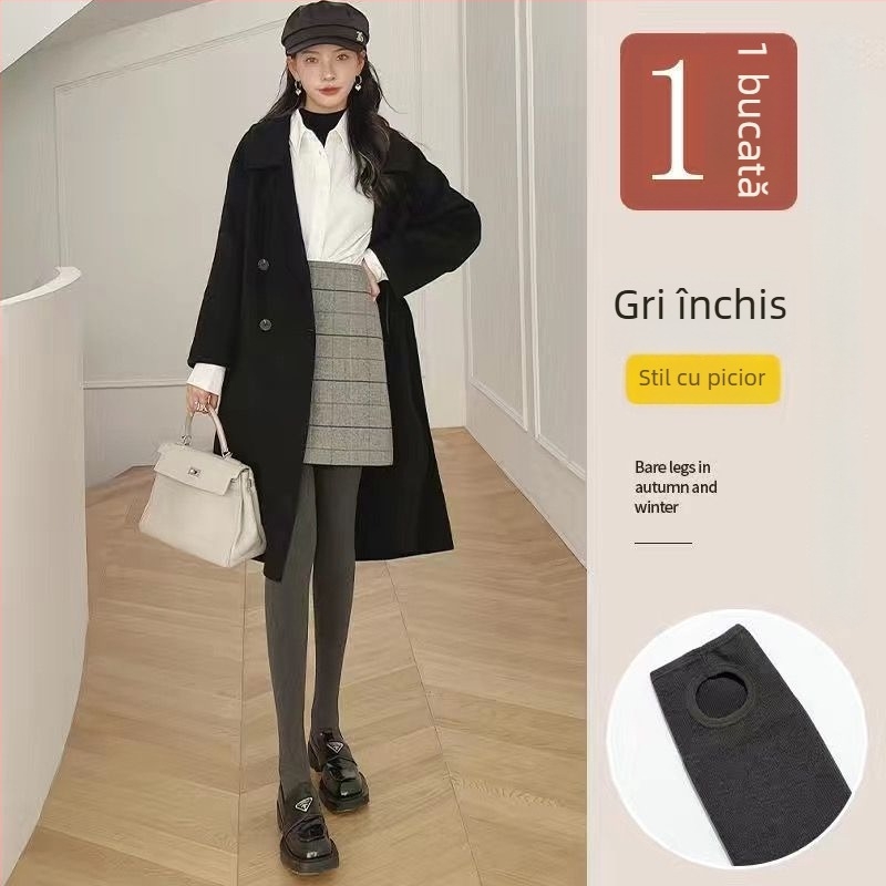 Colanți din bumbac, căptușiți cu catifea, dungă, lungime integrală, calzi