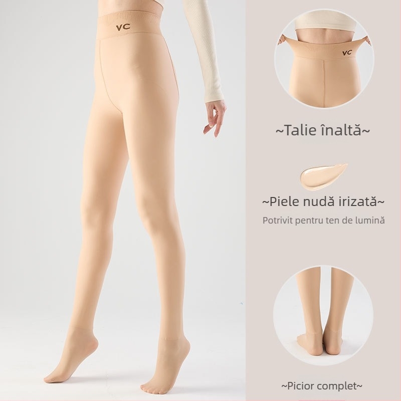 Colanți All-in-One cu talie înaltă, căptușiți cu fleece, 70–80% nailon / <30% spandex