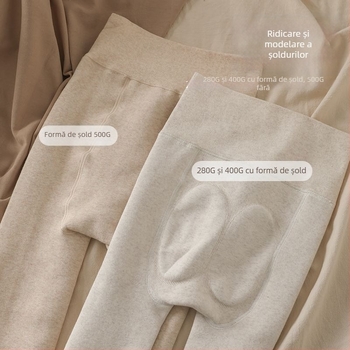 Colanți din bumbac, căptușiți cu fleece, talie înaltă, efect 3D de ridicare a feselor