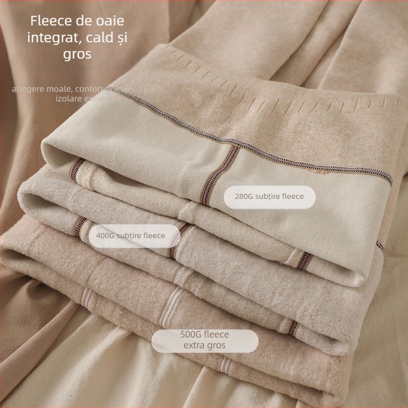 Colanți din bumbac, căptușiți cu fleece, talie înaltă, efect 3D de ridicare a feselor