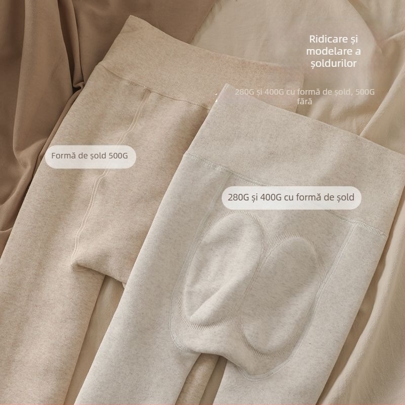 Colanți din bumbac, căptușiți cu fleece, talie înaltă, efect 3D de ridicare a feselor