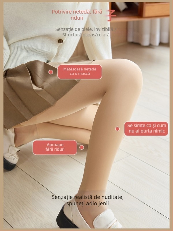 Colanți groși, căptuți cu fleece, pentru toamnă–iarna, cu picior integrat, din nylon-spandex, culoare solidă, calzi