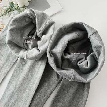 Colanți din bumbac cu căptușeală de fleece, stil japonez, gri mediu, pentru toamnă-iarnă, croială subțire