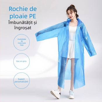 Poncho de unică folosință pentru drumeții, cu țesătură PE, grosime standard, 60–100 g, pentru o persoană.
