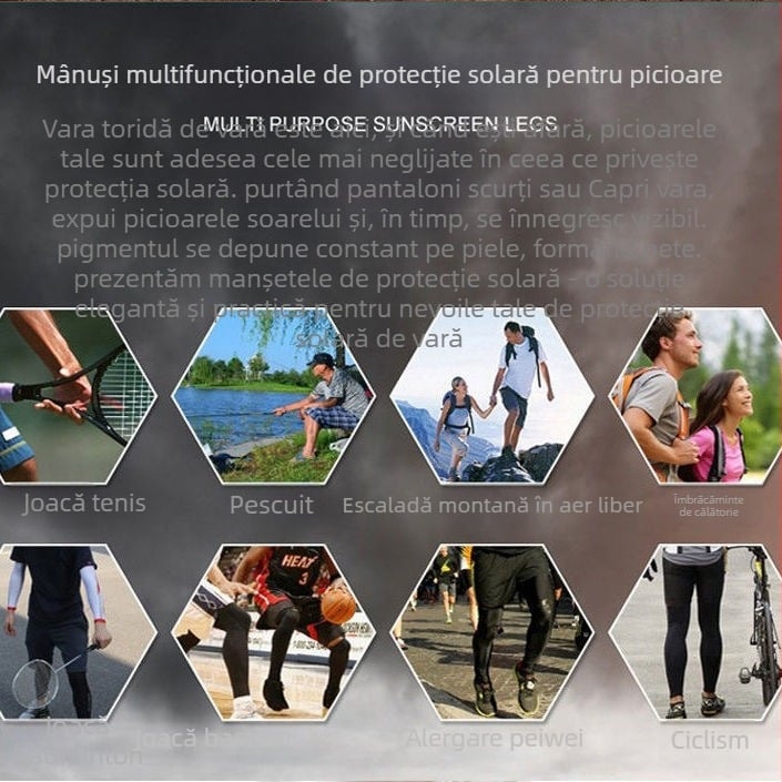 Manșete pentru picioare pentru ciclism, protecție solară, respirabile, rezistente la vânt (ice silk nylon, unisex)