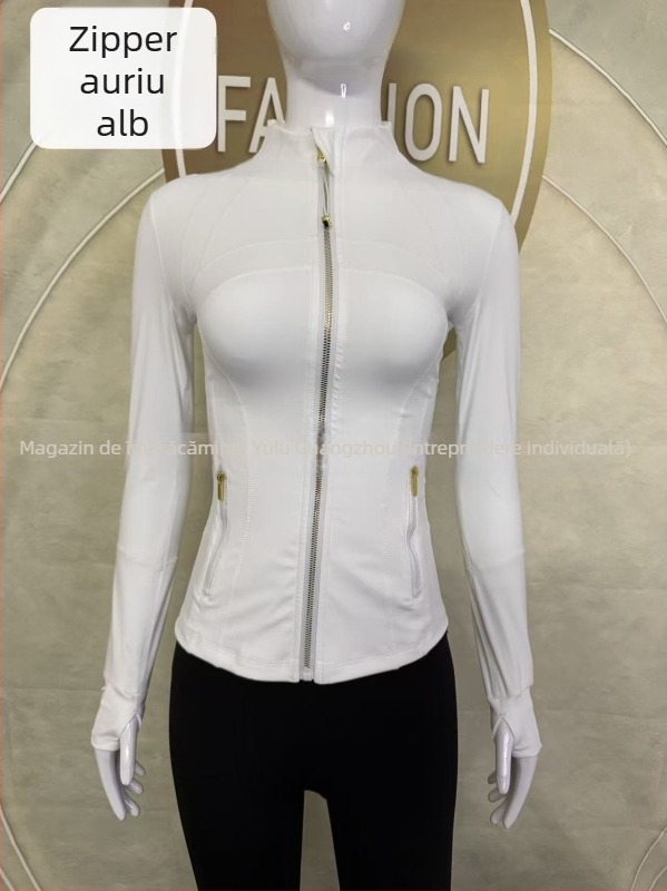 Jachetă pentru femei cu guler înalt - croială Slim, uscare rapidă și respirabilă, Nylon 75% / Spandex 25% cu Lycra, lungime până la șolduri