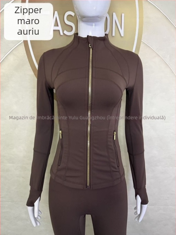 Jachetă pentru femei cu guler înalt - croială Slim, uscare rapidă și respirabilă, Nylon 75% / Spandex 25% cu Lycra, lungime până la șolduri