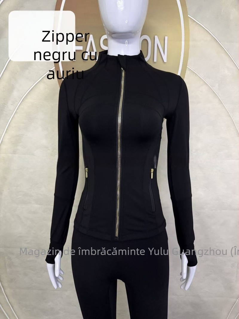 Jachetă pentru femei cu guler înalt - croială Slim, uscare rapidă și respirabilă, Nylon 75% / Spandex 25% cu Lycra, lungime până la șolduri