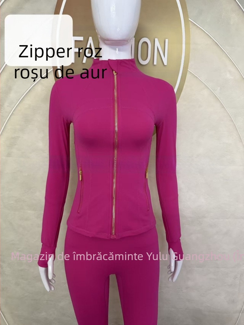 Jachetă pentru femei cu guler înalt - croială Slim, uscare rapidă și respirabilă, Nylon 75% / Spandex 25% cu Lycra, lungime până la șolduri