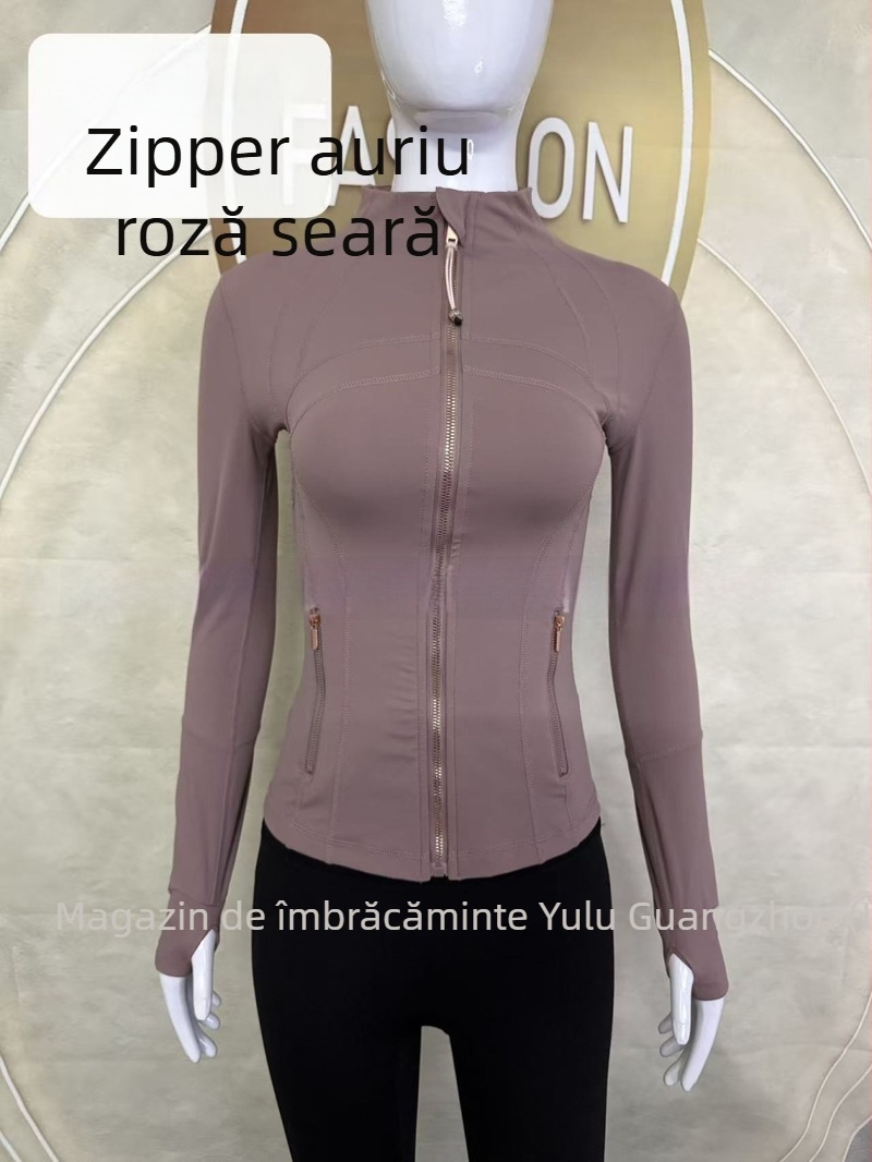 Jachetă pentru femei cu guler înalt - croială Slim, uscare rapidă și respirabilă, Nylon 75% / Spandex 25% cu Lycra, lungime până la șolduri