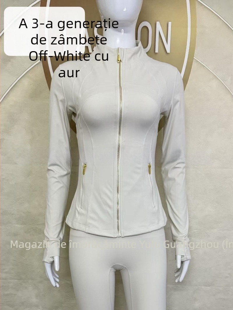Jachetă pentru femei cu guler înalt - croială Slim, uscare rapidă și respirabilă, Nylon 75% / Spandex 25% cu Lycra, lungime până la șolduri