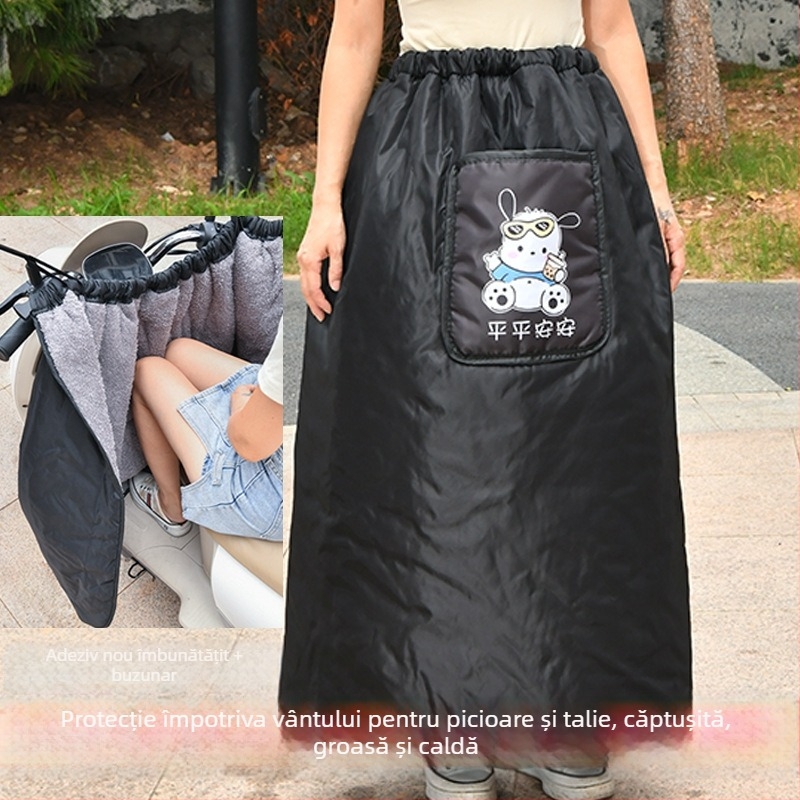 Fustă pentru vehicule electrice — fustă de ciclism de iarnă căptușită cu fleece, material impermeabil Oxford (Material: Oxford impermeabil; Stil: quilted; Modele: mașină electrică, motocicletă, mașină cu baterie, triciclu; Funcții: pliabilă, rezistentă la 