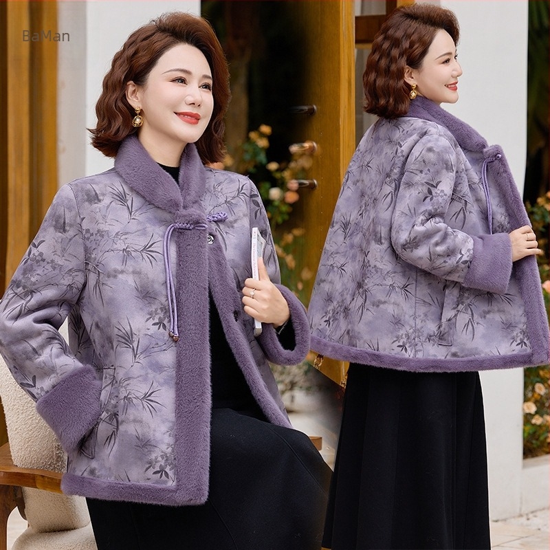 Palton reversibil din velur de vizon, gros, guler înalt, model 3D, amestec poliester 95%+ / viscose 70–80%, stil chinezesc, iarnă 2025