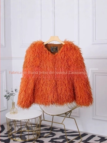 Palton de blană sintetică pentru femei – stil cardigan scurt, mâneci lungi, guler rotund, stil tânăr dulce