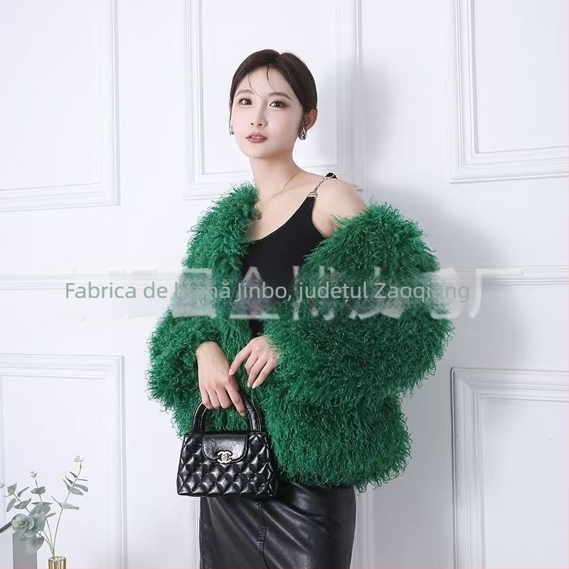 Palton de blană sintetică pentru femei – stil cardigan scurt, mâneci lungi, guler rotund, stil tânăr dulce