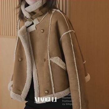 Palton – stil locomotiv, hipster urban, lungime scurtă, guler polo, fermoar, 95% poliester, Iarna 2024