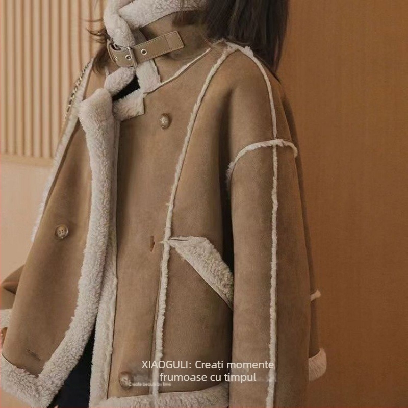 Palton – stil locomotiv, hipster urban, lungime scurtă, guler polo, fermoar, 95% poliester, Iarna 2024