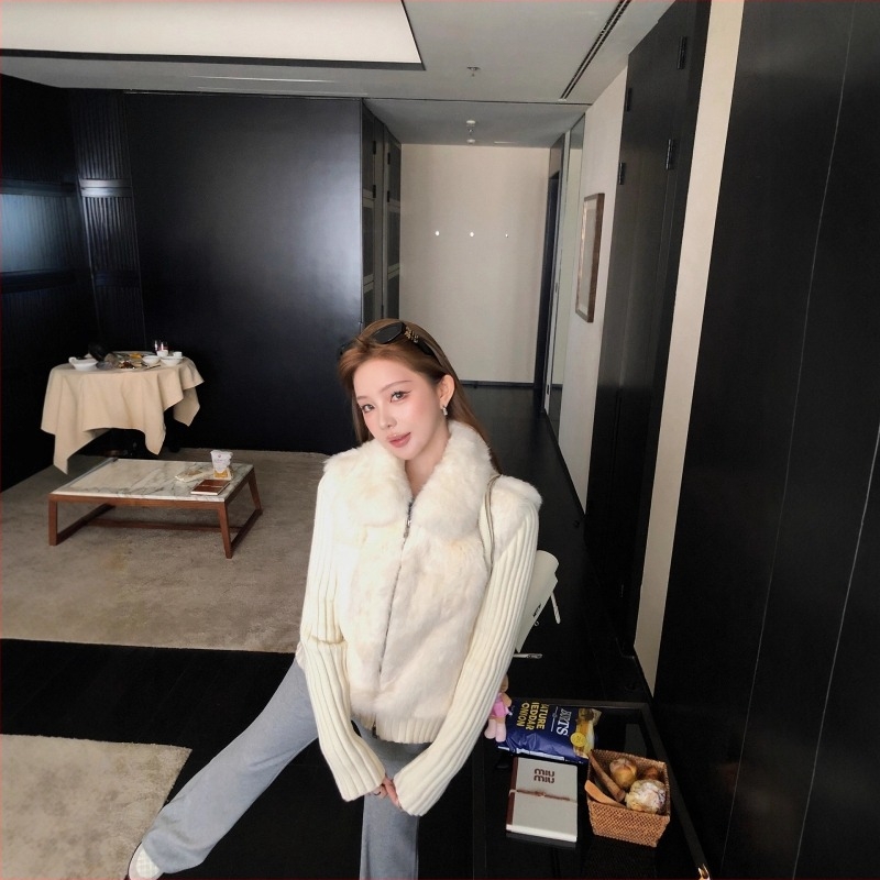 Palton din blană de iepure cu mâneci detașabile și vestă de blană, guler rever, 95%+ blană naturală de iepure, toamnă 2025