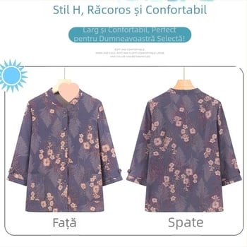 Set de vară pentru femei în vârstă: cămașă cu mâneci ¾, stil chinezesc
