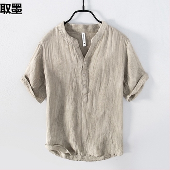 Tricou polo din amestec de cânepă, 80% cânepă, mâneci scurte, croială lejeră, respirabil, uscare rapidă, pentru vară