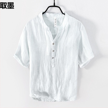 Tricou polo din amestec de cânepă, 80% cânepă, mâneci scurte, croială lejeră, respirabil, uscare rapidă, pentru vară