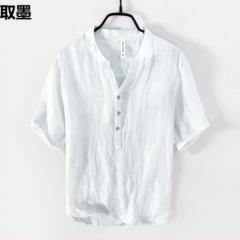 Tricou polo din amestec de cânepă, 80% cânepă, mâneci scurte, croială lejeră, respirabil, uscare rapidă, pentru vară