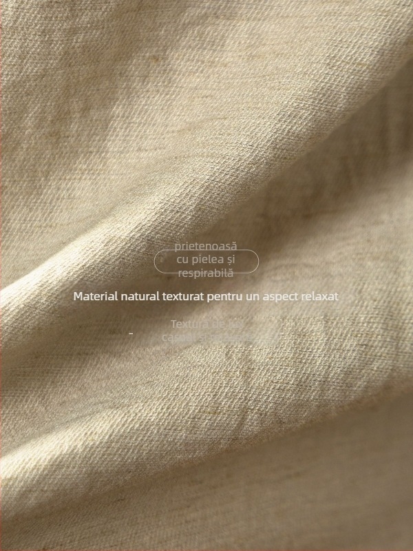 Cămașă din amestec de viscoză, nailon și in, cu textură naturală; mâneci lungi; croială mulată; guler ascusit; uni; buzunar decorativ (67% viscoză, 21% nailon, 12% in)