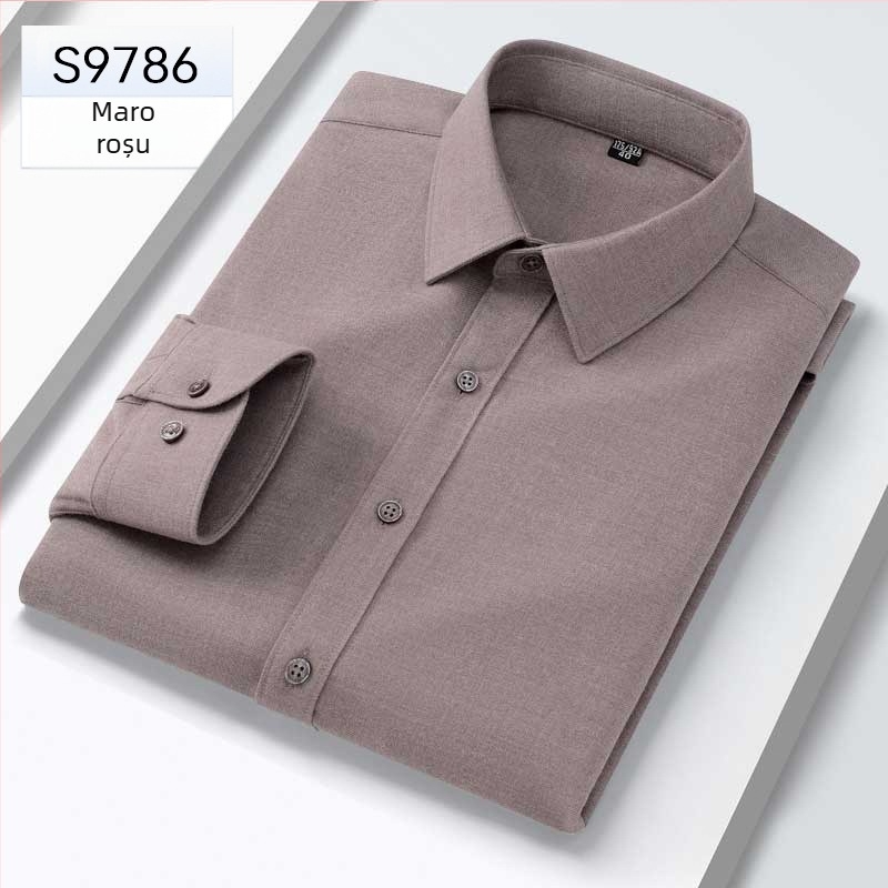 Cămașă din modal pentru bărbați, guler pătrat, mâneci lungi, croială dreaptă