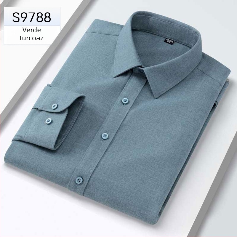 Cămașă din modal pentru bărbați, guler pătrat, mâneci lungi, croială dreaptă