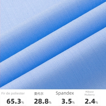 Cămașă de bărbați, amestec Modal + mătase de mulberry, guler pătrat, mâneci lungi, fără călcare