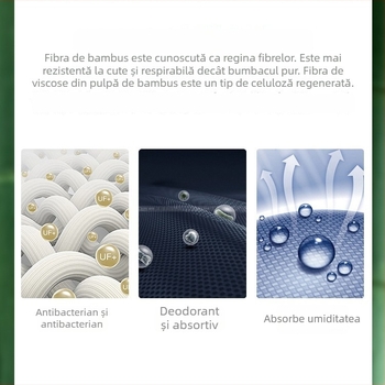 Cămașă din fibre de bambus, mâneci lungi, guler pătrat, absorbție a umezelii și fără nevoie de călcare