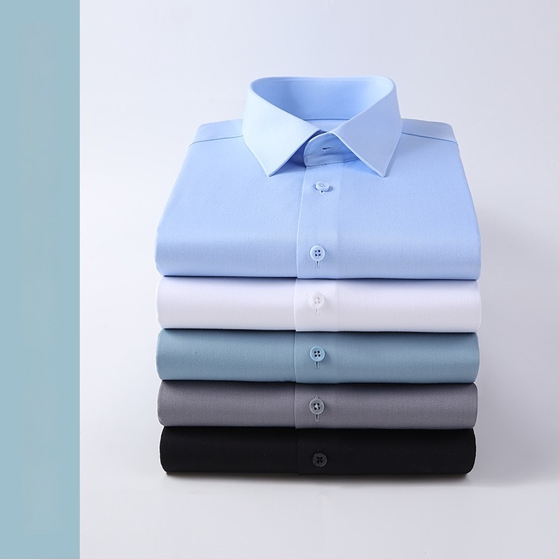 Cămașă din fibre de bambus, mâneci lungi, guler pătrat, absorbție a umezelii și fără nevoie de călcare