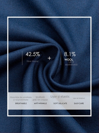 Cămașă bărbătească din modal, cu căptușeală de fleece, croială slim, guler pătrat, mâneci lungi