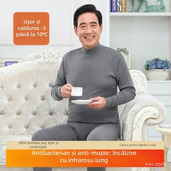 Set de lenjerie termică masculină din bumbac 100%, antibacterian, material subțire, cu glugă, păstrează căldura