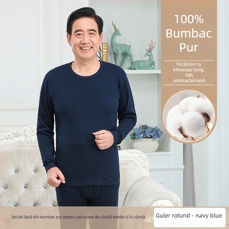 Set de lenjerie termică masculină din bumbac 100%, antibacterian, material subțire, cu glugă, păstrează căldura