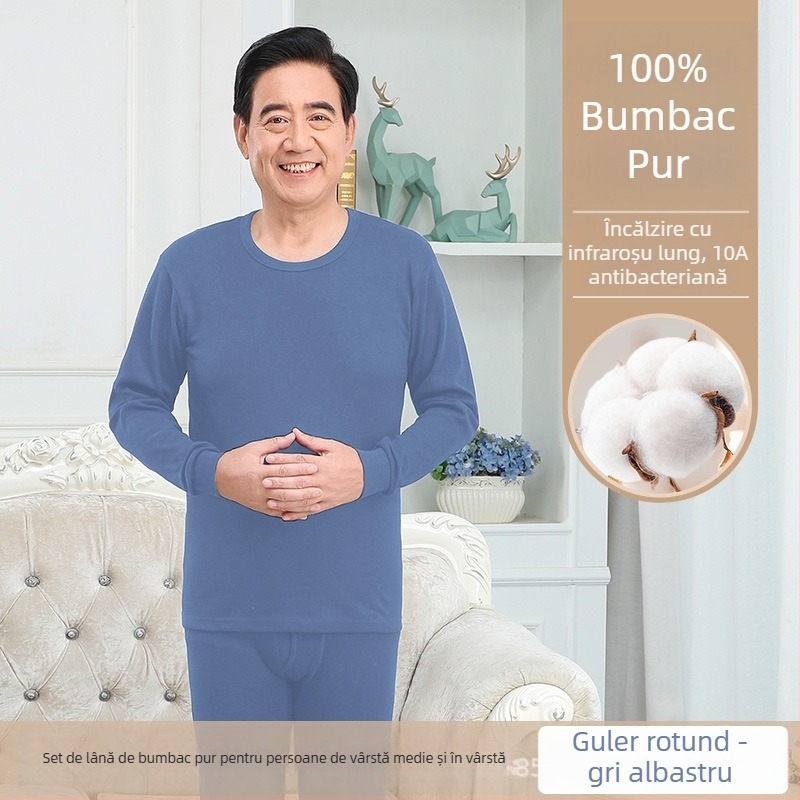 Set de lenjerie termică masculină din bumbac 100%, antibacterian, material subțire, cu glugă, păstrează căldura