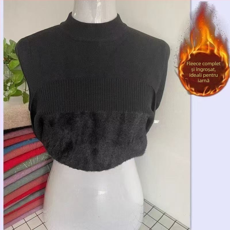 Pulover damă cu guler rotund, croială lejeră, mâneci 3/4, stil retro literar; țesătură: Tr fabric, PVC ≤30%