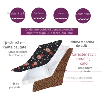 Palton din bumbac și in, căptușit cu bumbac, cu model floral mic și buzunare mari, croială lejeră pentru femei de vârstă mijlocie, toamnă-iarna 2023