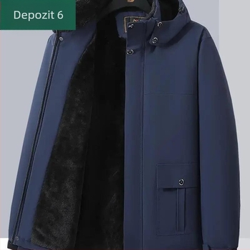 Palton din bumbac pentru bărbați, lungime medie, destinat bărbaților de vârstă mijlocie și în vârstă