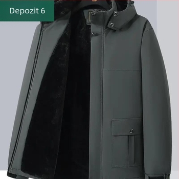 Palton din bumbac pentru bărbați, lungime medie, destinat bărbaților de vârstă mijlocie și în vârstă