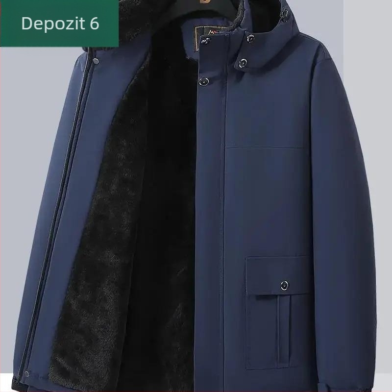 Palton din bumbac pentru bărbați, lungime medie, destinat bărbaților de vârstă mijlocie și în vârstă