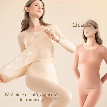Set de lenjerie termică - Ultra-subțire, Cald, Antistatice, Nailon cu îngrijire a pielii prin acid hialuronic, croială strânsă