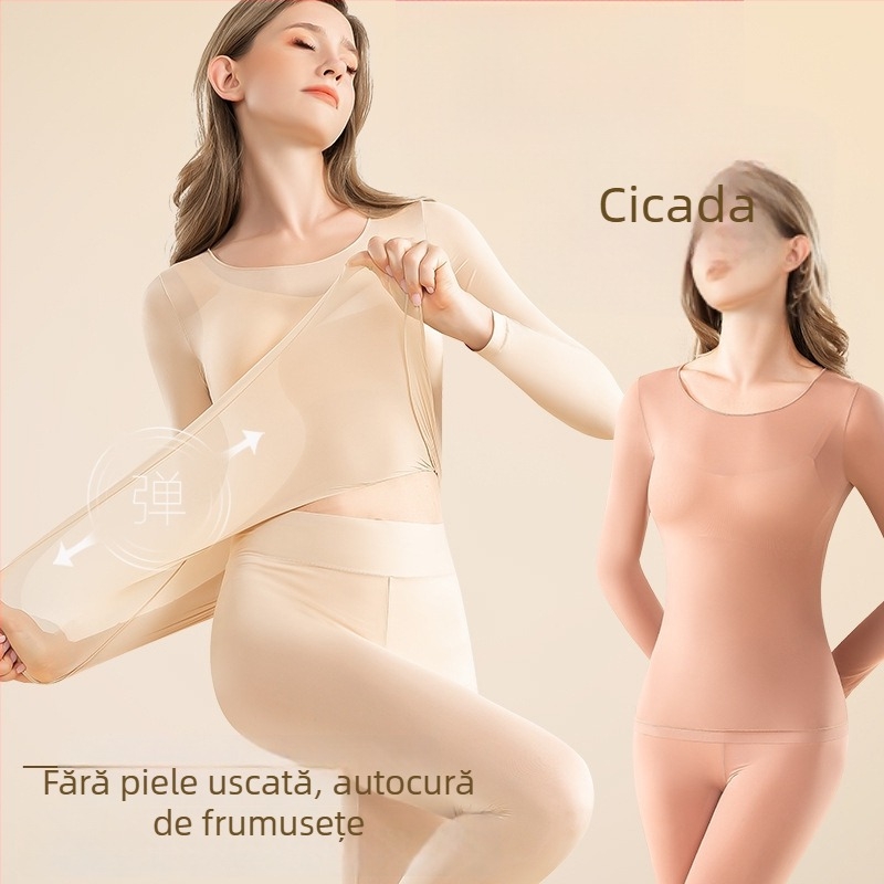 Set de lenjerie termică - Ultra-subțire, Cald, Antistatice, Nailon cu îngrijire a pielii prin acid hialuronic, croială strânsă
