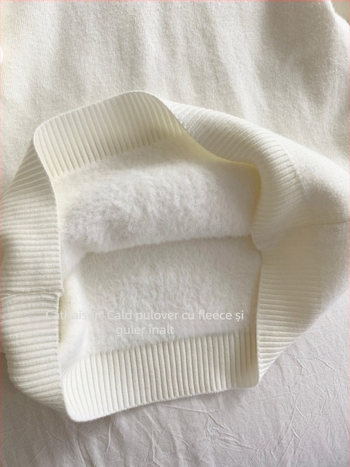 Pulover tricotat cu glugă și guler înalt, gros, material nylon-spandex, iarna 2025