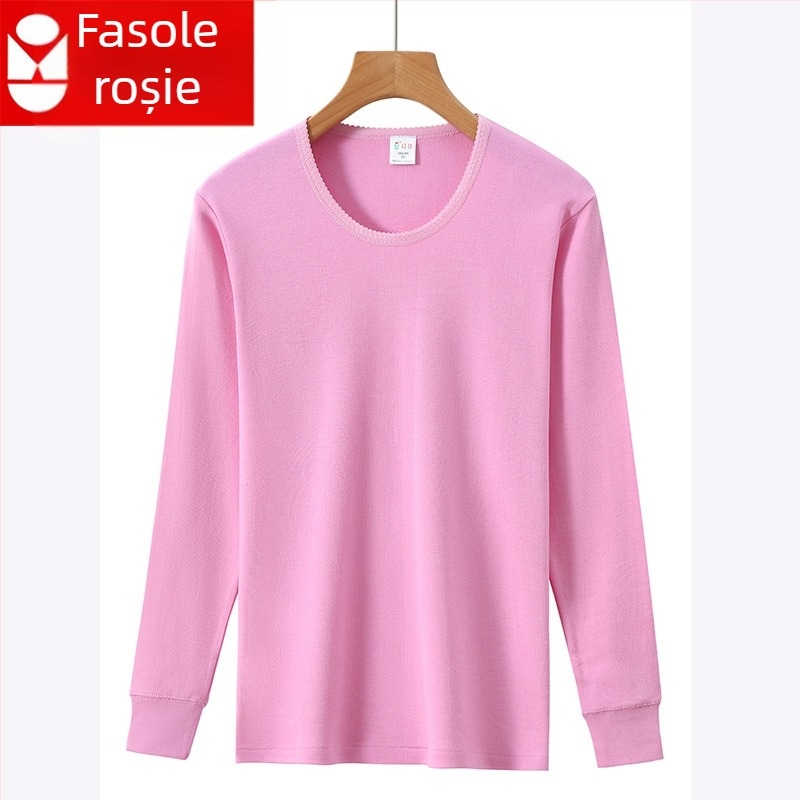 Top termic din bumbac 100%, pulover cu guler rotund, fără cusături, dintr-un singur strat, țesătură 181–200 g/m²