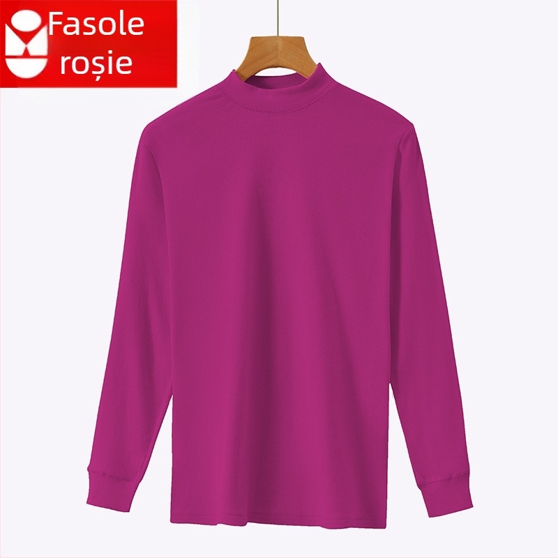 Top termic din bumbac 100%, pulover cu guler rotund, fără cusături, dintr-un singur strat, țesătură 181–200 g/m²