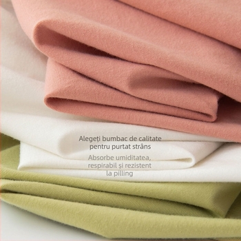 Set de bază din bumbac pentru femei, toamnă, croială Slim, subțire, un singur strat, 180–250 g/m²